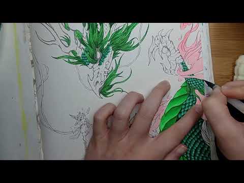 Color with me Green Dragon - / Colorful time by Gugeli - watercolor/ Aquarelle - part 8 (DE/EN)