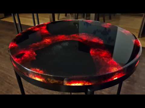 Fire Lava! Burning Table of Wood and Epoxy