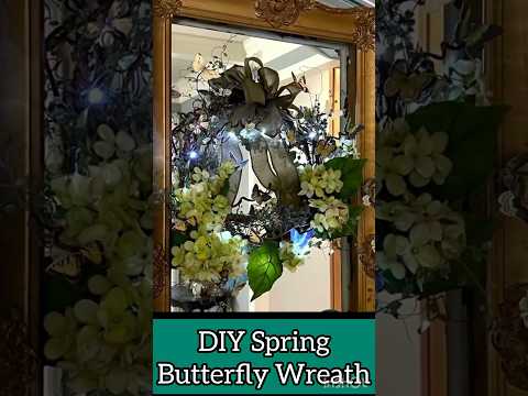 DIY Butterfly Wreath Using a Thrift Store Garland #diy #thriftydecor #thriftydecorating