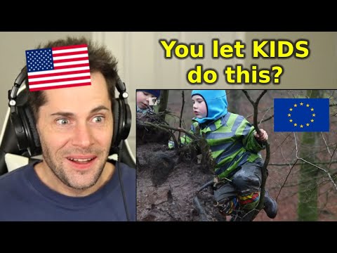 American reacts to European Kindergarten That is OUTSIDE