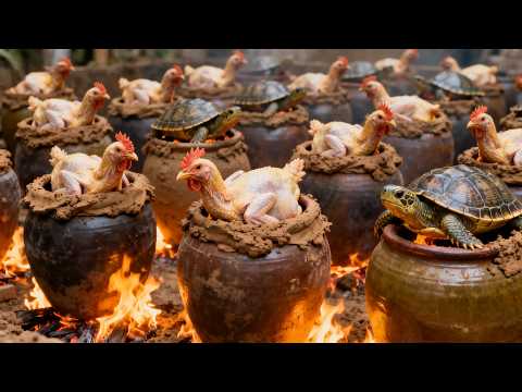 ASMR | Unveiling a Thousand-Year Chinese Feast: The Epic Clay-Pot Chicken & Turtle Ritu｜中国传统美食 |非遗吃鸡