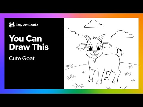 Anyone Can Draw This Cute Goat Animal Coloring Book - PROCREATE DRAWING Tutorial