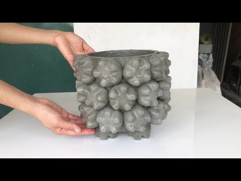 How To Make Beautiful Decorative Plant Pots From Plastic Bottles And Cement