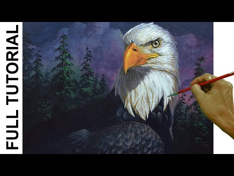 Tutorial : Acrylic Painting Landscape / Portrait of an Eagle / JMLisondra