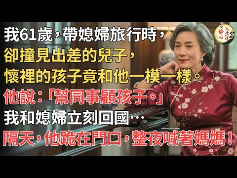 【我61歲】帶媳婦旅行時，卻撞見出差的兒子懷裡抱著一個和他一模一樣的孩子，他只說：「幫同事顧孩子。」我和媳婦立刻回國…隔天，他跪在門口，整夜喊著媽媽…