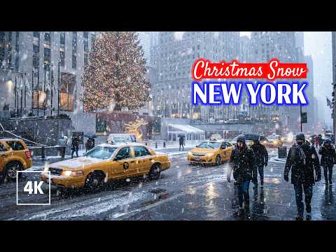NYC Christmas SNOW Cozy Winter Snowy Walks in Manhattan