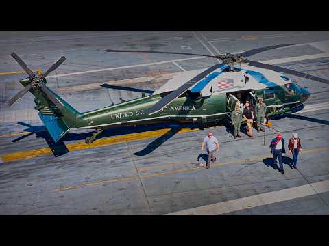 Trump and First Lady Melania Visit the U.S. Navy’s Giant Aircraft Carrier USS George H.W. Bush