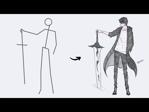 How to draw Sung Jin-woo Full Body out of Stick Man | Easy Step by Step