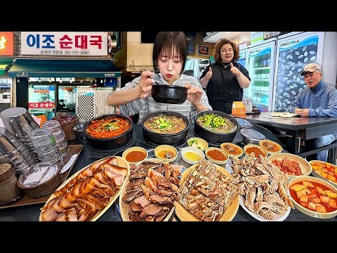 Went at 5AM Just for THIS! Famous Korean Sundae Soup & Legendary Boiled Pork MUKBANG!