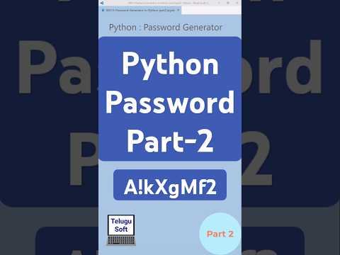 Python Generates Passwords (Part 2) Like a Pro 🔑 Try This 😱 #python #coding #shorts #telugu