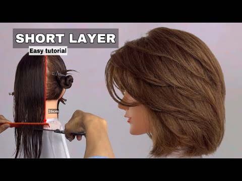 Easy! SHORT LAYERED   HAIRCUT|potong rambut layer pendek