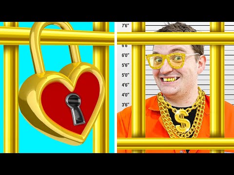 $1 VS $500,000 JAIL ROOM | RICH & BROKE PRISONERS AWKWARD MOMENTS | 24 HOURS IN JAIL