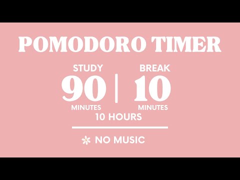 📚STUDY WITH ME FOR 10 HOURS   | 90 MINS STUDY / 10 MINS BREAK | NO MUSIC | WITH ALARMS