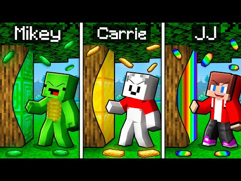 Mikey EMERALD vs Carrie GOLD & JJ RAINBOW Touch Battle in Minecraft ! - Maizen