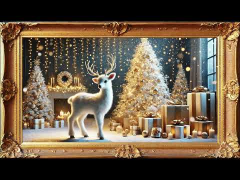 Luxury Christmas Reindeer Art 4K | Elegant Holiday Candlelight | Cozy TV Frame Decor | 12 Hours