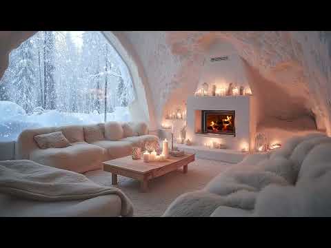 💕❄️Cozy Candlelight Piano Lounge with Gentle Snowfall | Deep Relaxation, Study Focus & Calm Vibes