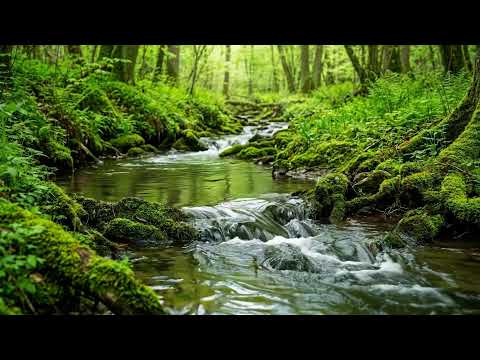 Gentle Stream and Forest Birds Chirping, Relaxing Nature White Noise for Sleeping and Meditation