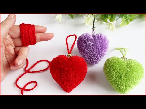 💕Keychain Heart 🎁 Valentine's Day Souvenir Valentine/Pom Pom Heart