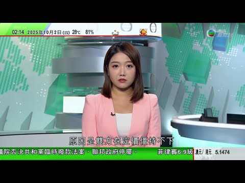 無綫TVB 0200新聞報道｜中國據報停買澳洲必和必拓鐵礦石 阿爾巴內塞冀盡快解決｜希臘工人及公務員罷工抗議加班制 部分醫院及交通受影響｜慕尼黑啤酒節因懷疑炸彈威脅暫時關閉｜20251002 TVB