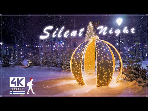 Enchanting Snowfall Night Walk ☃️ Christmas in Finland - Slow TV 4K