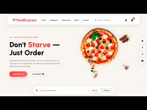 Responsive Food Delivery Website Using HTML CSS JS | Beginner to Pro Modern UI Design Project