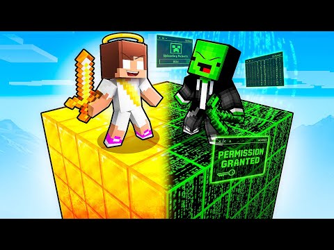 JJ and Mikey: GOD vs HACKER One Chunk Batlte in Minecraft - Maizen