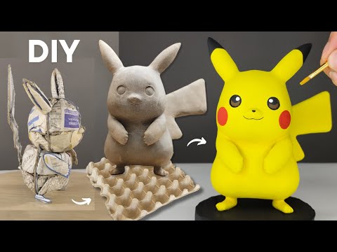 How to make egg carton dough and make a Pikachu sculpture