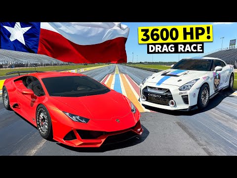 AWD Twin Turbo Drag Race Showdown! Lamborghini Hurácan EVO vs Nissan GT-R