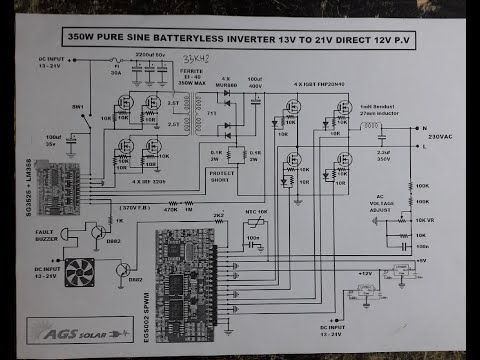 D.I.Y batteryless 350w pure sinewave inverter ..Direct 12v solar panel - Part 2