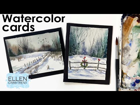 Watercolor Winter Landscape Cards
