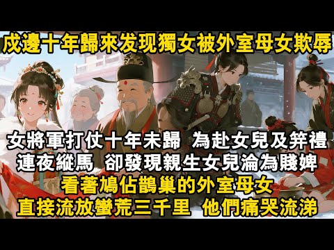 戍邊十年歸來发现獨女被外室母女欺辱，為赴女兒及笄禮連夜縱馬，卻發現親生女兒淪為賤婢，看著鳩佔鵲巢的外室母女，直接流放蠻荒三千里，他們痛哭流涕#古言 #爽文 #大女主 #打脸 #逆襲 #復仇