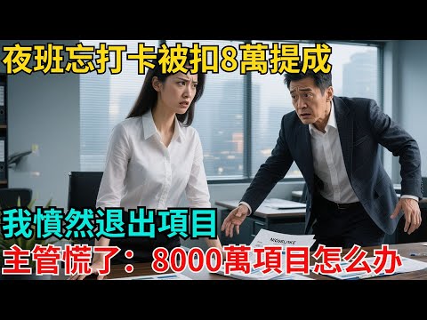 夜班忘打卡被扣8萬提成，我憤然退出項目，主管慌了：8000萬項目只有妳能救【非常物語】#奇聞#故事#現代情感故事#非常物語#職場#裁員#開除#降薪#關系戶#中年危機