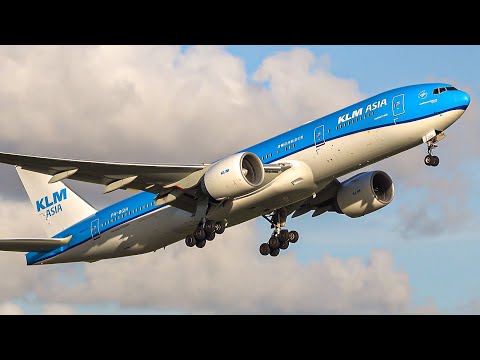 28 POWERFUL TAKEOFFS AND LANDINGS | A340-600, A350, B747 | Amsterdam Schiphol Airport Spotting