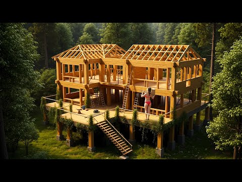 Woman builds wooden house alone in deep forest in 125 days | From idea to worthy result