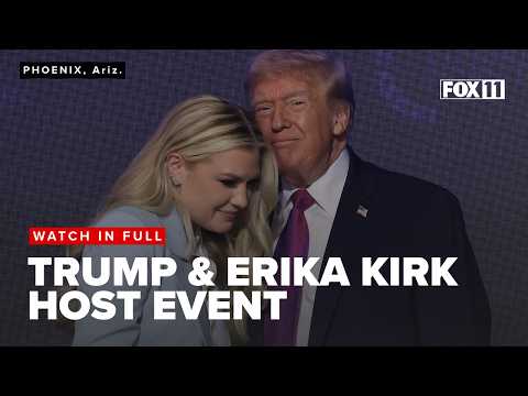 President Donald Trump and Erika Kirk co-host 'Build the Red Wall' event for Turning Point USA