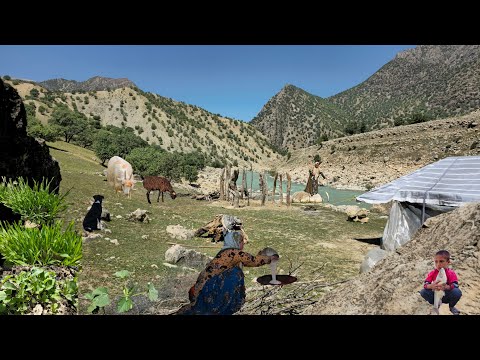 Nomadic Life ๐๏ธ | Nomadic Girls by the Khersan River ๐ฟ | The Magic of Nomadic Cooking and Fishing ๐ฃ