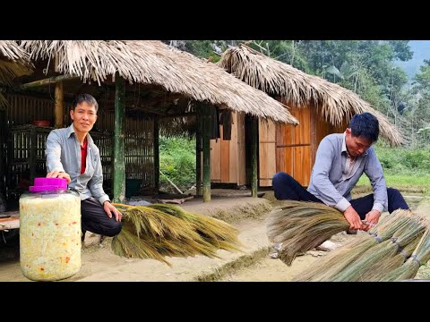 Traditional Broom Making & Selling Fresh Chili Bamboo Shoots at the Local Market