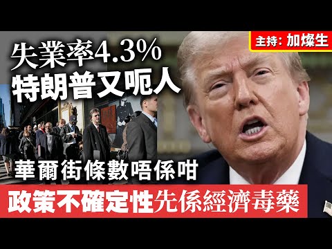 失業率4.3% 特朗普又呃人華爾街條數唔係咁 政策不確定性先係經濟毒藥