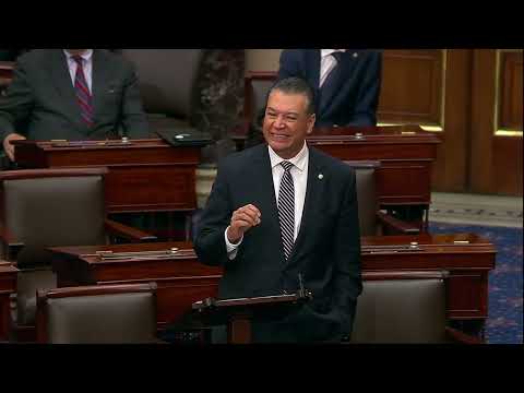 Sen. Alex Padilla becomes emotional during remarks on Senate floor