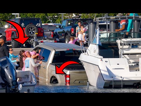Truck Slides Down Ramp with Child Inside 😱 Mom Pulls Her Through the Window | Boat Ramp Show