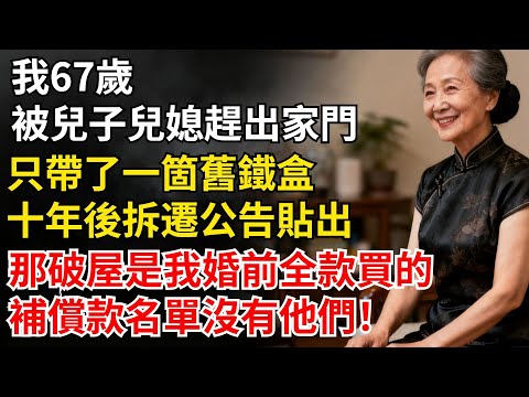 我67歲，被趕出家門那晚，只帶了一箇舊鐵盒。十年後拆遷公告貼出，他們才知道那破屋是我婚前全款買的。他愣住了！#家庭#老年#婚姻#情感#家庭矛盾#晚年生活