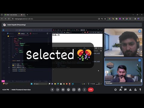 Selected as Frontend Engineeer | 1 Year Experienced Interview | JavaScript and React