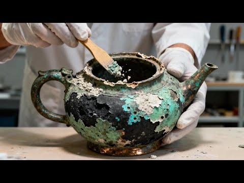 ASMR Artifact Restoration | 1000-Year-Old Bronze Teapot From Extreme Corrosion to Museum Care