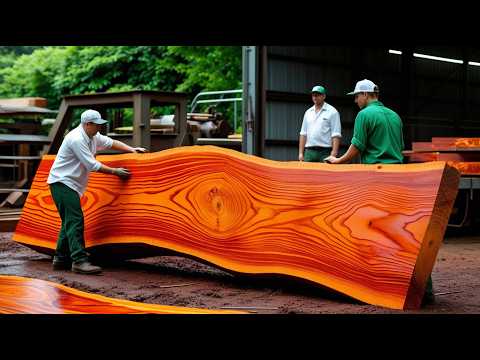 Salvaged Giant Red Wooden Planks from Disaster & Found HIDDEN DANGERS in Woodwork - Big Wave Table