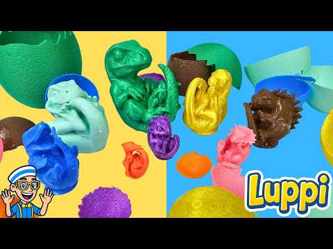 Luppi Hatches 8 Dinosaur Egg Toys with Slime & Teaches Carnivores vs Herbivores!
