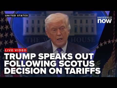 President Donald Trump speaks out following SCOTUS ruling on tariffs