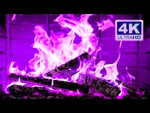 🔥 PURPLE FIRE 4K. Magic Fireplace with Crackling Fire Sounds