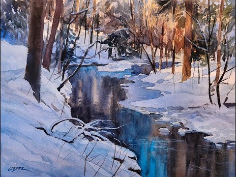 Winter Stream - Watercolor demonstration by Christopher Leeper