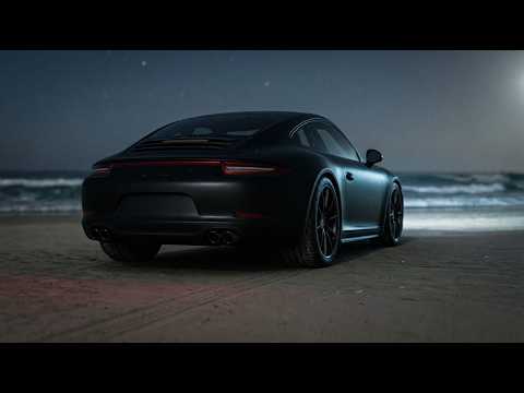 Porsche 911 Matte Black Sports Car Night Beach 4K Cinematic Wallpaper