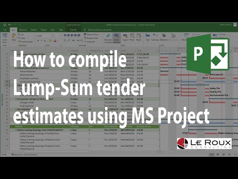How to compile your tender estimate using MS Project